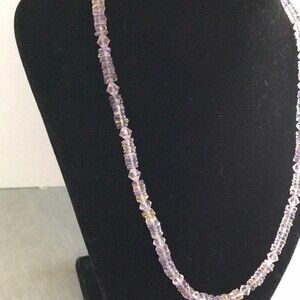 Vintage Handmade Genuine Ametrine Gemstone Swarovski Sterling Clasp Necklace 20